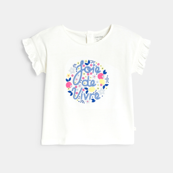 تيشيرت مطرز من القطن الفاخر، باللون الوردي، للفتيات الصغيرات